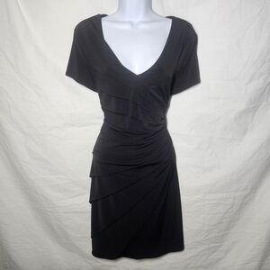 Vintage y2k black ruffle front midi dress